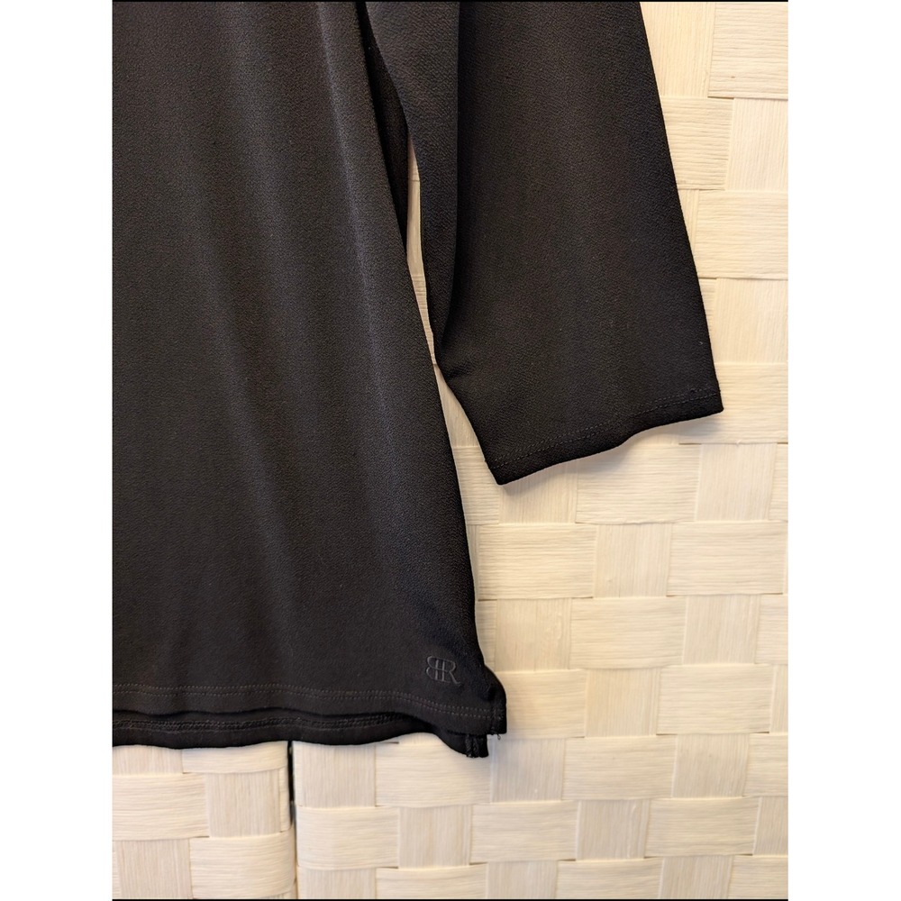 Banana Republic Black Split V-Neck Satin Trim Crepe Top Large Womens Top - Picture 6 of 10